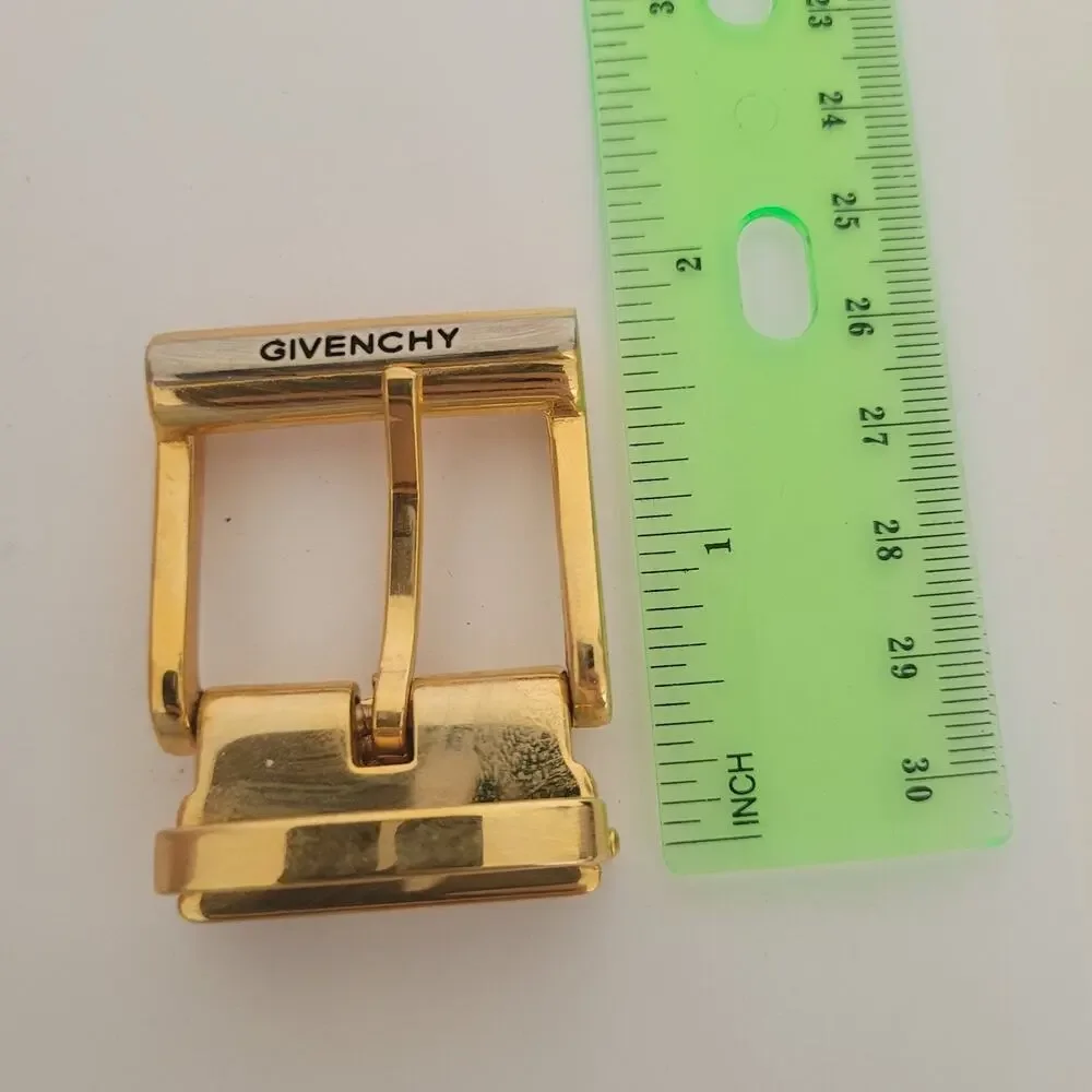 Givenchy Vintage Belt Buckle Gold Silver Tone Logo Slim 1